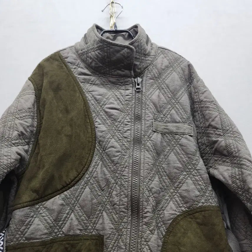 [BUNJANG] BOB Diamond Pattern Quilted Suede Patch Belted Jacket (M) / 보브 다이아패턴 퀄팅 스웨이드 패치 벨티드 자켓55(M)