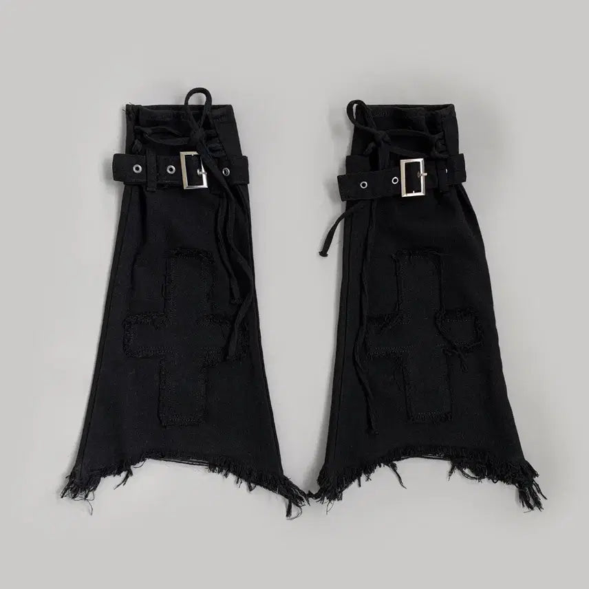 [BUNJANG] B.I.MUSE Black Denim Leg Warmers / 비마이뮤즈 블랙 흑청 데님 컷팅 발토시 레그워머