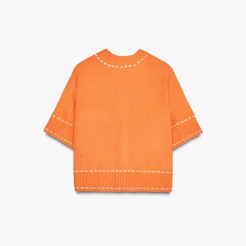 [BUNJANG] Zara Stitch Crop Cardigan Orange / M) 자라 스티치 크롭 가디건 오렌지 새상품