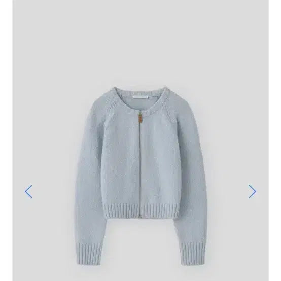 [BUNJANG] Tanat Easy Round Knit Zip-Up - Sky Blue / 타낫 이지 라운드 니트 집업 스카이블루 easy round