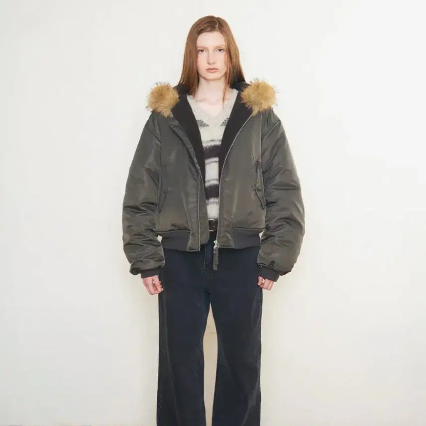 [BUNJANG] LOW CLASSIC Bomber Jacket Khaki Brown S / 로우클래식 봄버자켓 카키브라운 S