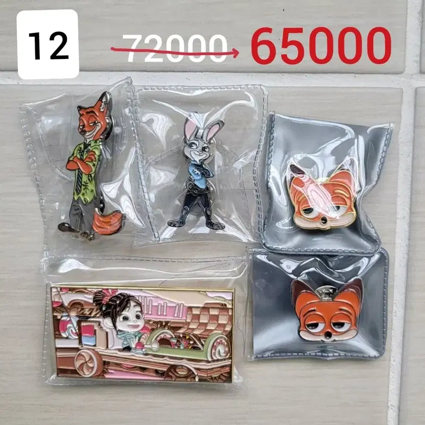 [BUNJANG] Zootopia Nick & Judy + Wreck-It Ralph Vanellope Badge Bundle Set / (일괄) 뱃지양도 주토피아 닉 주디 , 주먹왕랄프 바넬로피