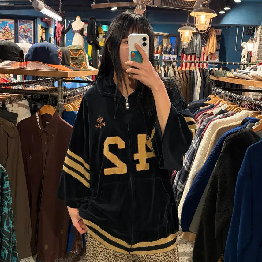 [BUNJANG] Enyce Vintage Velvet Jersey / enyce vintage 빈티지 7부 벨벳 져지