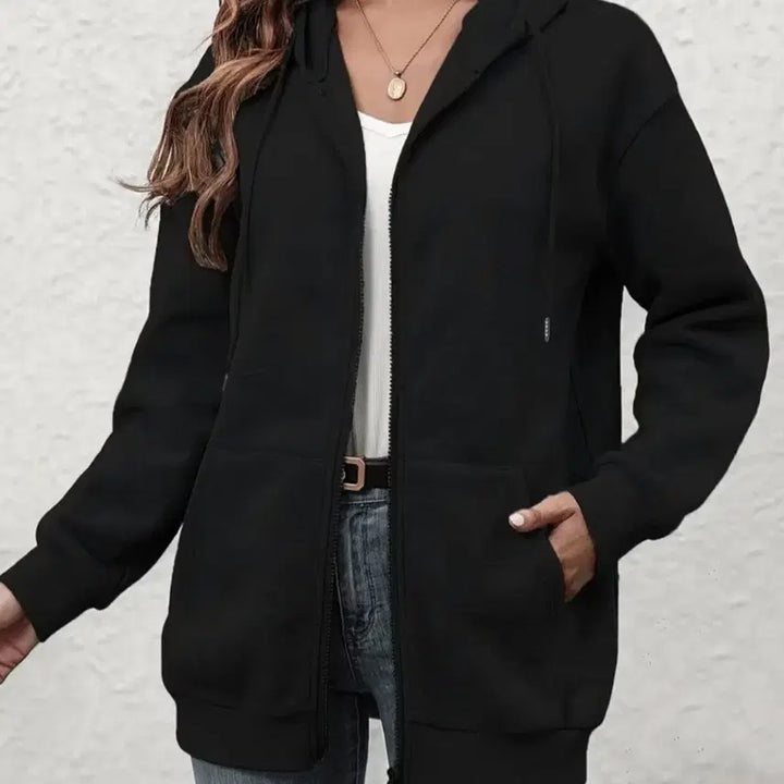 [BUNJANG] Black Long Hoodie Jacket / 새상품 블랙 롱후드 집업 자켓