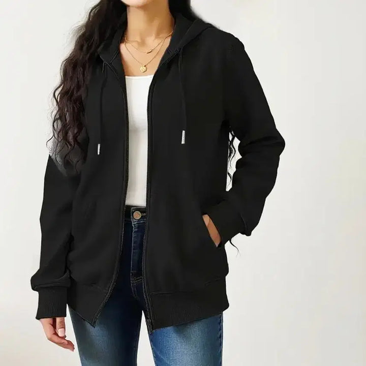 [BUNJANG] Black Long Hoodie Jacket / 새상품 블랙 롱후드 집업 자켓