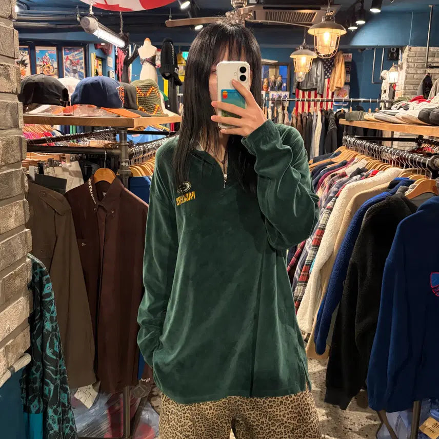 [BUNJANG] NFL Velvet Warm-Up Jacket (Size 2XL) / NFL 지퍼 벨벳 웜업