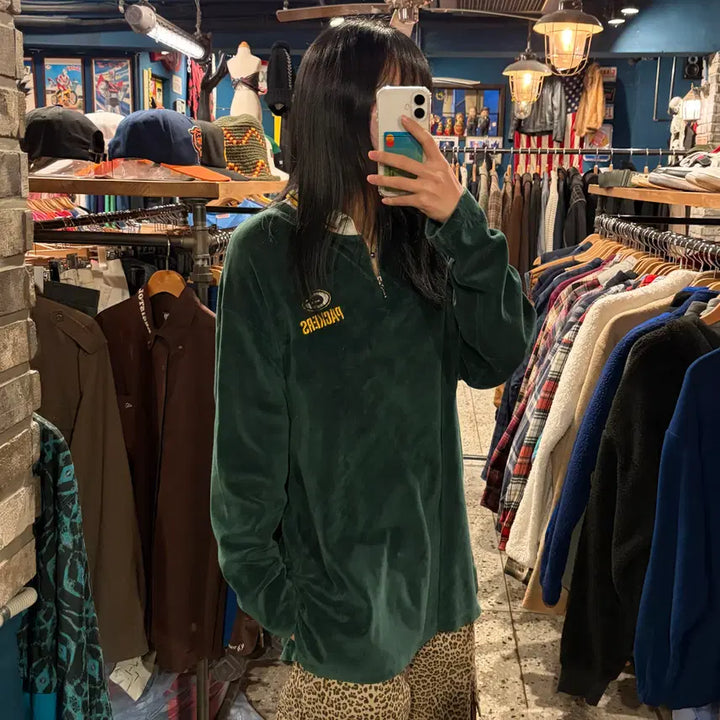 [BUNJANG] NFL Velvet Warm-Up Jacket (Size 2XL) / NFL 지퍼 벨벳 웜업