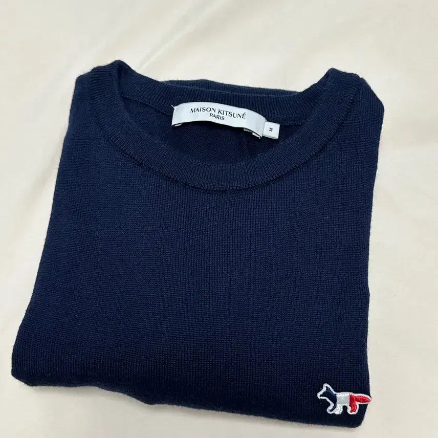 [BUNJANG] Maison Kitsune Navy Fox Patch Knit M / 메종키츠네 네이비 폭스 패치 니트 M