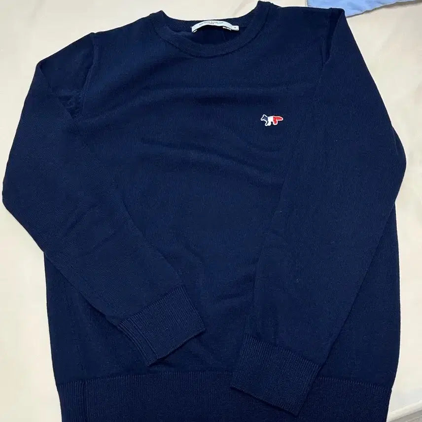 [BUNJANG] Maison Kitsune Navy Fox Patch Knit M / 메종키츠네 네이비 폭스 패치 니트 M