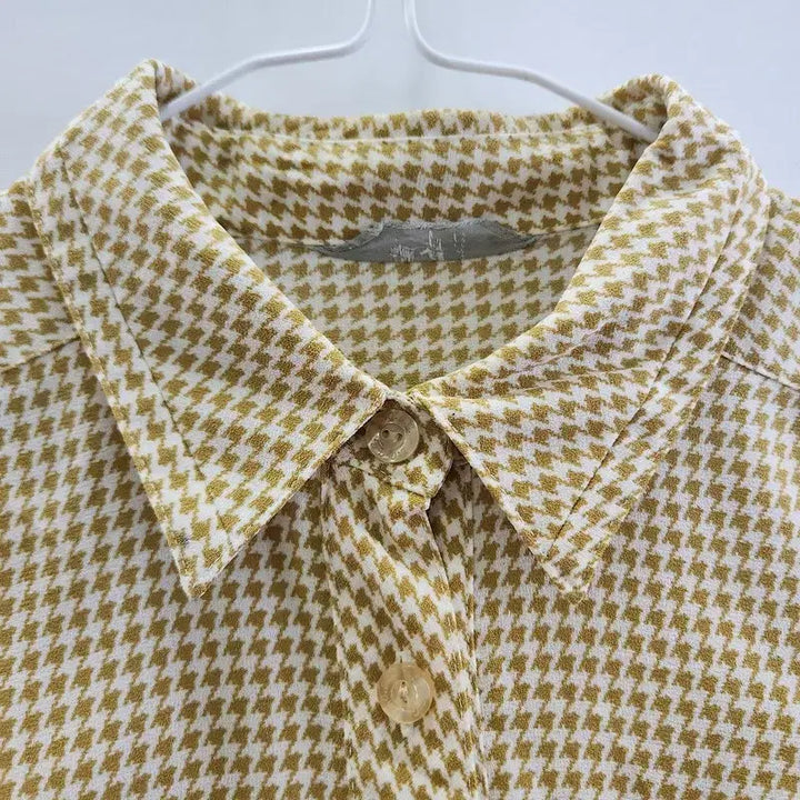 [BUNJANG] Vintage Mori Houndstooth Check Blouse Shirt / 빈티지 모리 멀티 하운드투스체크 블라우스 셔츠