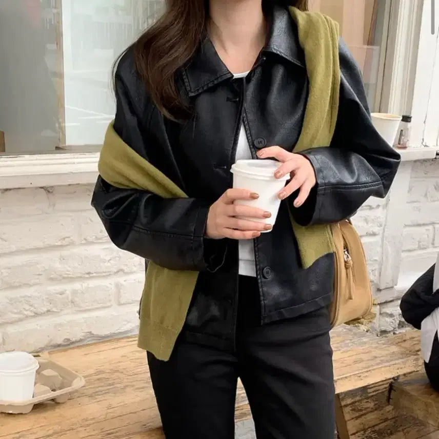 [BUNJANG] G-NARATION Veris Leather Jacket Black / 가내스라 베리스 레더 저켓 블랙