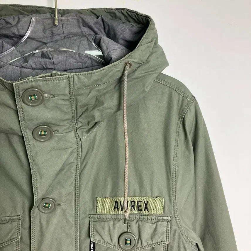 [BUNJANG] Avirex Khaki Hooded Field Jacket M / Avirex 아비렉스 카키 후드 필드 자켓 M