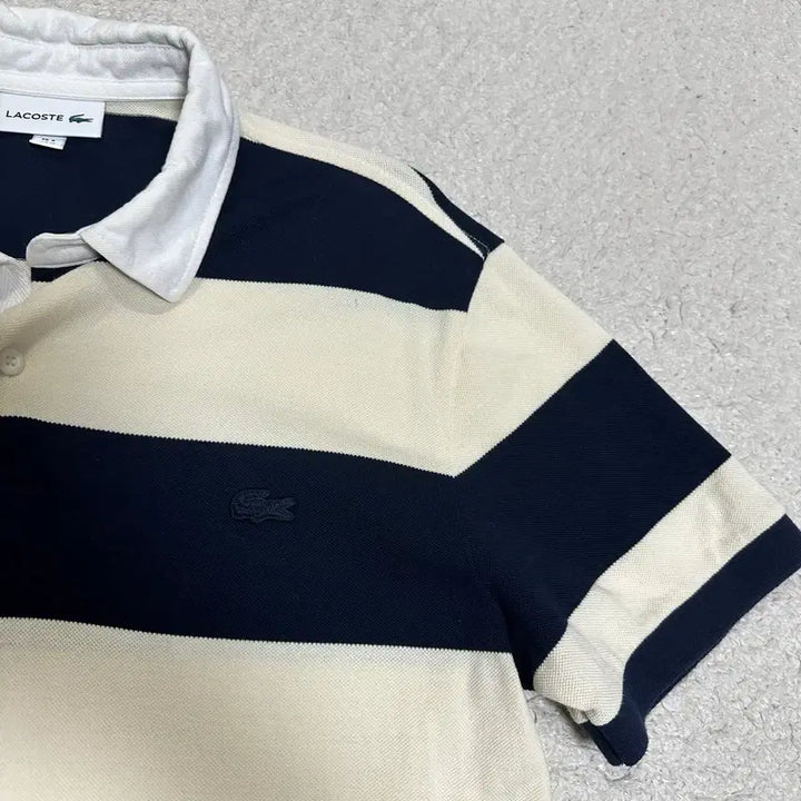 [BUNJANG] Lacoste Striped Polo Shirt (M) / 라코스테 스트라이프 반팔 카라티 m 100