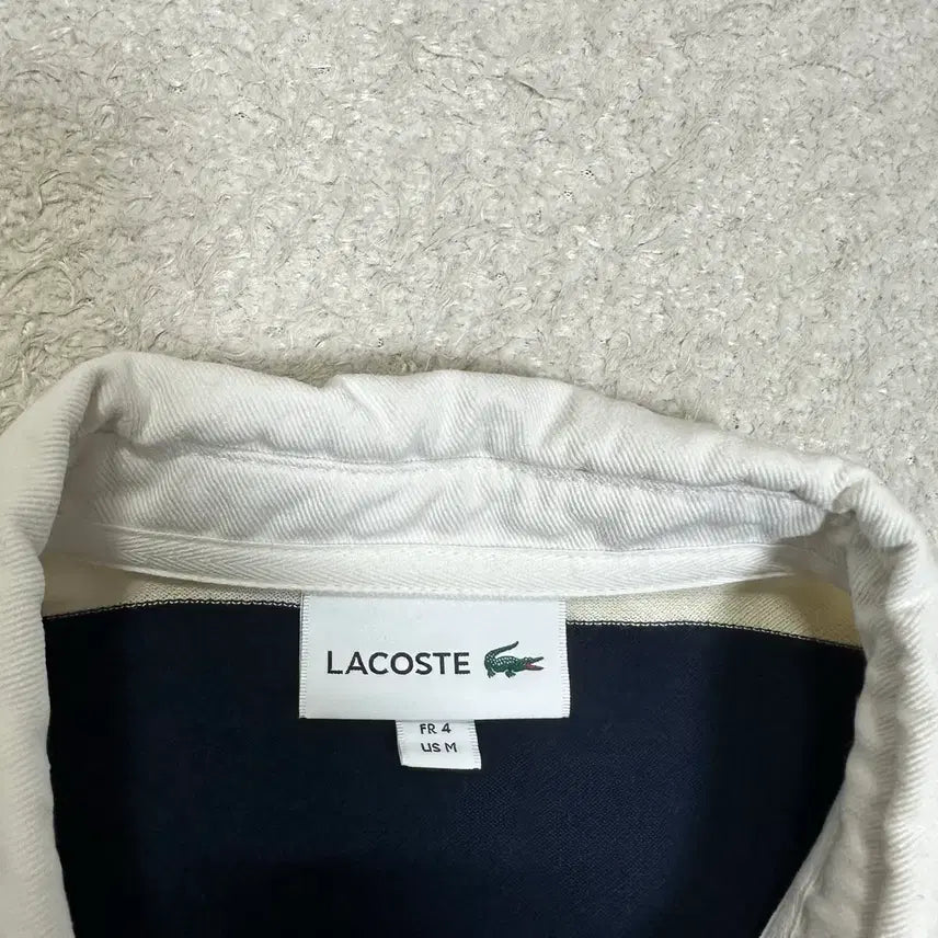 [BUNJANG] Lacoste Striped Polo Shirt (M) / 라코스테 스트라이프 반팔 카라티 m 100