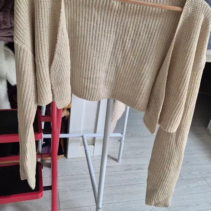 [BUNJANG] Unisex Ivory Crop Knit Cardigan / 아이보리 크롭 니트 가디건