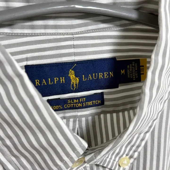 [BUNJANG] Polo Ralph Lauren Striped Shirt Gray M / 폴로 랄프로렌 코튼 스트라이프 셔츠 그레이 M
