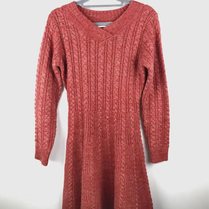 [BUNJANG] Hagumi Cable Knit Dress / 모리걸 하구미 케이블 울혼방 니트원피스 아오이유우 미사깔 히피에스닉빈티지