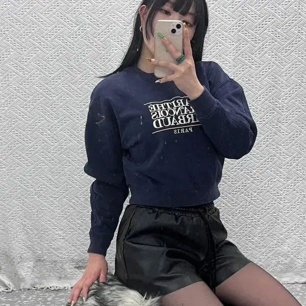 [BUNJANG] Marithe Francois Girbaud Big Logo Crop Sweatshirt S / 마리떼프랑소와저버 빅로고 캐주얼 크롭 맨투맨 S C09469