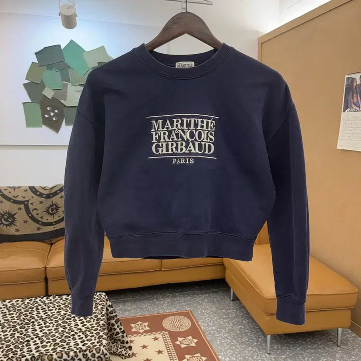 [BUNJANG] Marithe Francois Girbaud Big Logo Crop Sweatshirt S / 마리떼프랑소와저버 빅로고 캐주얼 크롭 맨투맨 S C09469