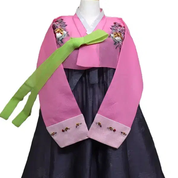 [BUNJANG] Korean Traditional Embroidered Hanbok Dress / k183 여성 자수한복/여66-날씬77/키155-160/가슴95/사놀까