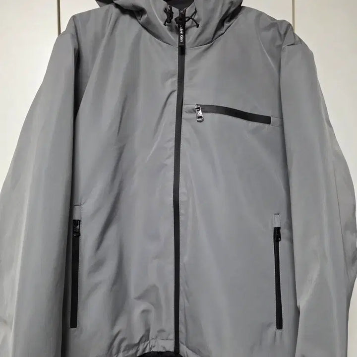 [BUNJANG] Calvin Klein Grey Hooded Padded Jacket / 캘빈클라인 그레이 후드 누빔자켓