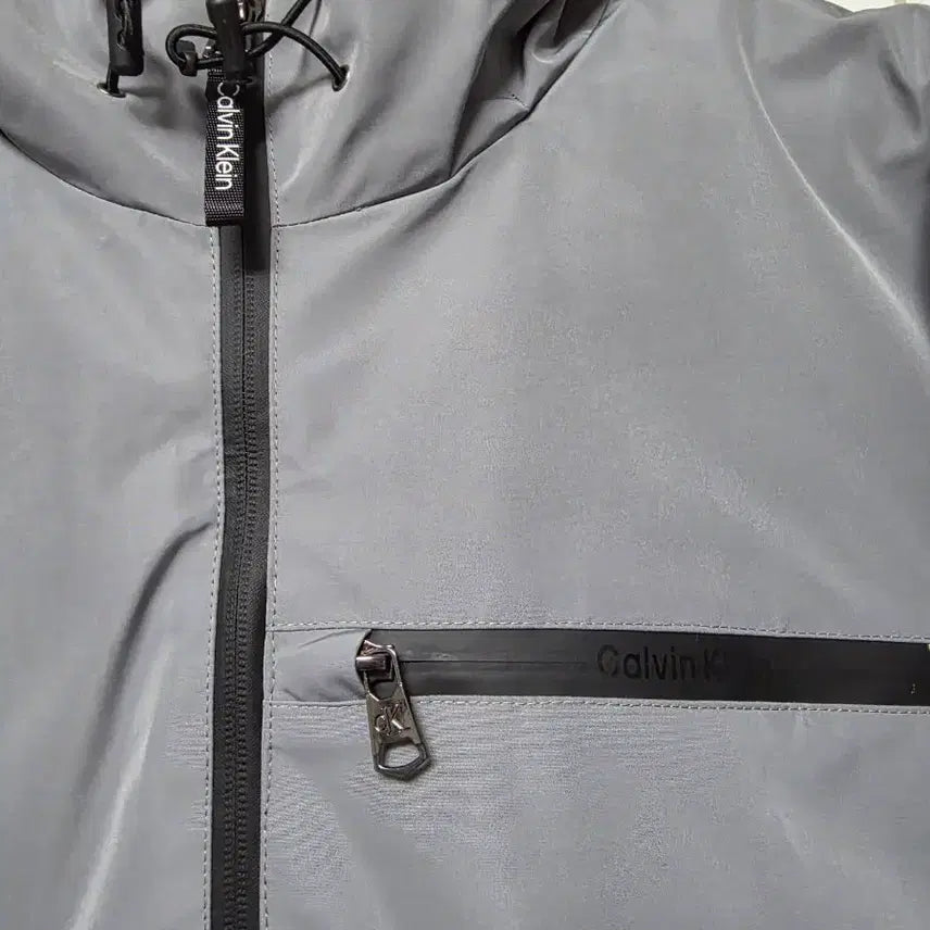 [BUNJANG] Calvin Klein Grey Hooded Padded Jacket / 캘빈클라인 그레이 후드 누빔자켓