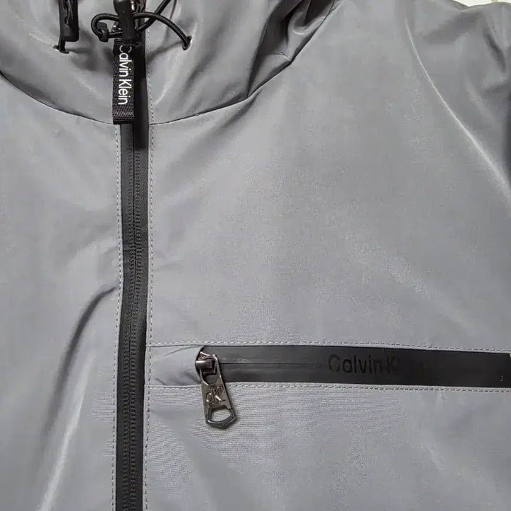 [BUNJANG] Calvin Klein Grey Hooded Padded Jacket / 캘빈클라인 그레이 후드 누빔자켓