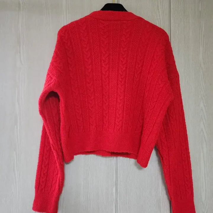 [BUNJANG] ZARA Red Cable Knit Cardigan / 자라 레드 케이블 니트 가디건