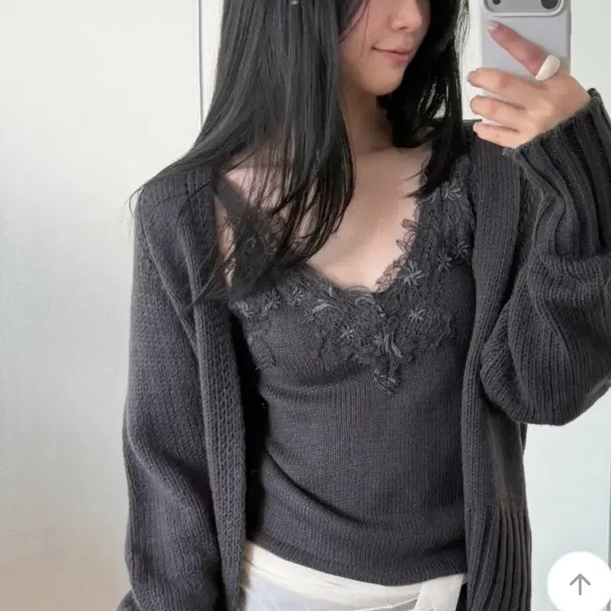 [BUNJANG] UNI Monica Lace Cami Cardigan / (새상품)유이니 Monica lace cami cardigan