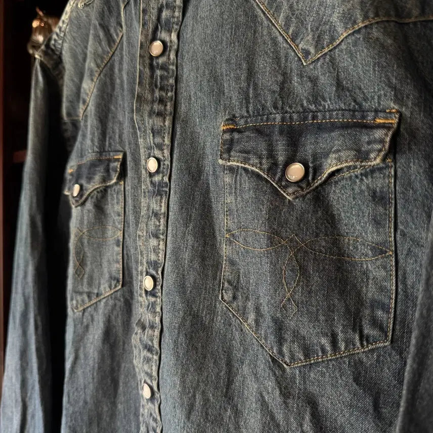 [BUNJANG] RRL Denim Western Shirt XL / RRL 더블알엘 데님 웨스턴 셔츠 블루
