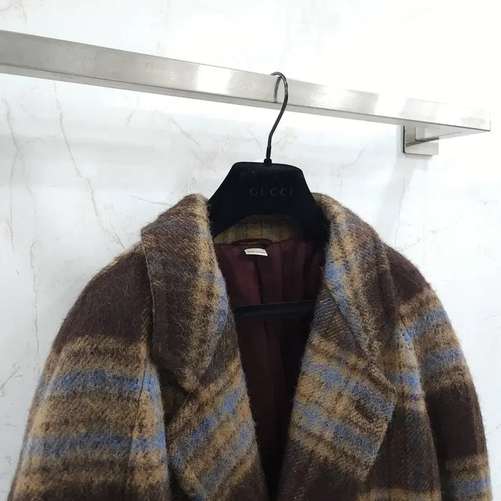 [BUNJANG] Gucci Brown Check Wool Long Coat (Size 48) / 48 / 구찌 브라운 체크 울 롱 코트