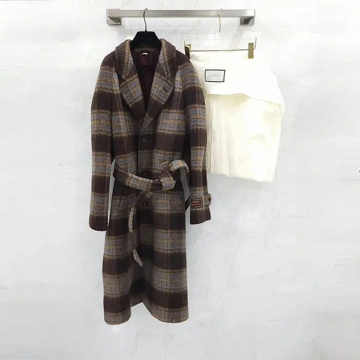 [BUNJANG] Gucci Brown Check Wool Long Coat (Size 48) / 48 / 구찌 브라운 체크 울 롱 코트