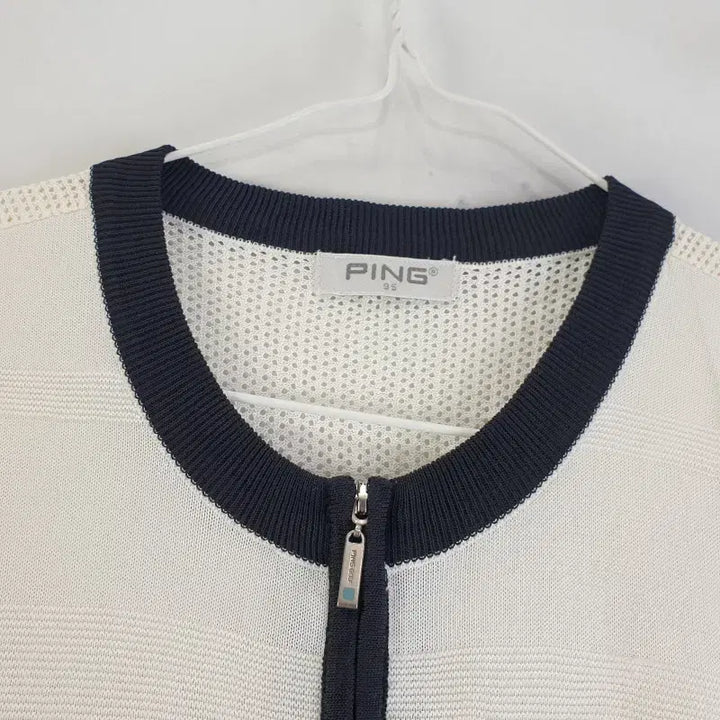 [BUNJANG] PING Women's White Half-Zip Knit Vest / PING 여성95 화이트 반집업 니트 조끼 M0740
