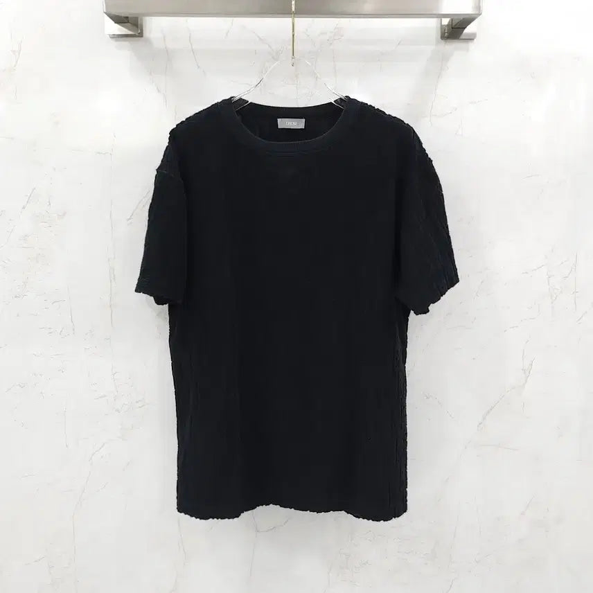 [SOLD OUT] L / 디올 블랙 오블리크 테리 반팔 티셔츠 113J692A0614