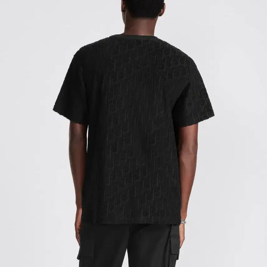 [SOLD OUT] L / 디올 블랙 오블리크 테리 반팔 티셔츠 113J692A0614