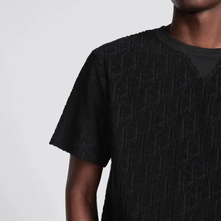 [SOLD OUT] L / 디올 블랙 오블리크 테리 반팔 티셔츠 113J692A0614