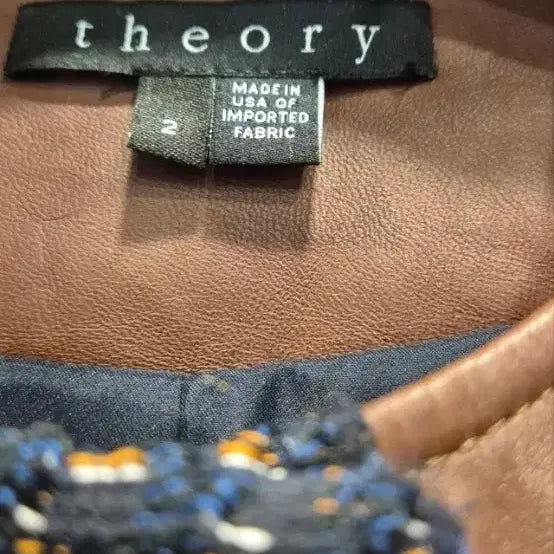 [BUNJANG] Theory Tweed Faux Leather Jacket / 띠어리 트위드 배색 인조가죽 점퍼