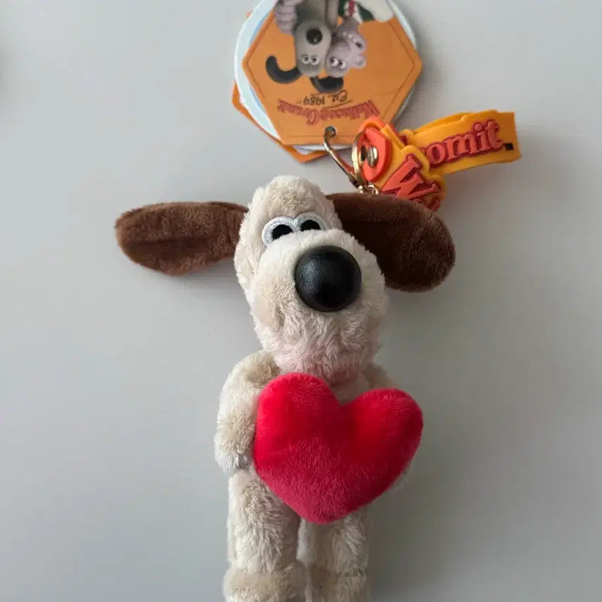 [BUNJANG] Wallace & Gromit Gromit Heart Doll Keyring / 월레스와 그로밋 하트 그로밋 인형 키링 새상품