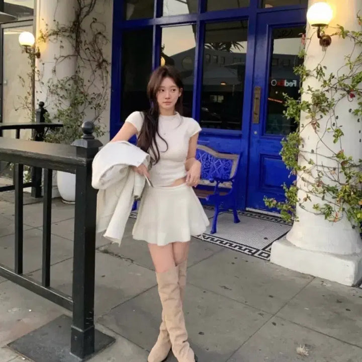 [BUNJANG] LEEDS Blossom Knit Skirt Ivory / 새상품) 리즈 leeds 블라썸 니트 스커트 아이보리 blossom