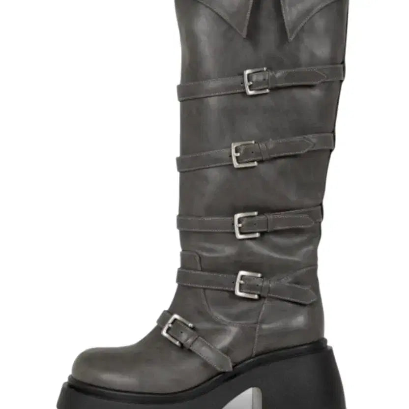 [BUNJANG] Cienergin Western Buckle Boots Charcoal / 시너진 부츠(WESTERN BUCKLE BOOTS CHARCOAL)