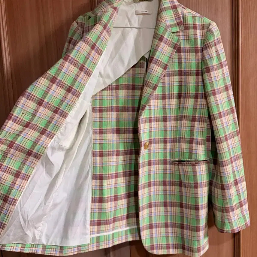 [BUNJANG] SYSTEM Pleated Spring Jacket Coat / 시스템 체크 플리드 봄 자켓 코트 SYSTEM 여자