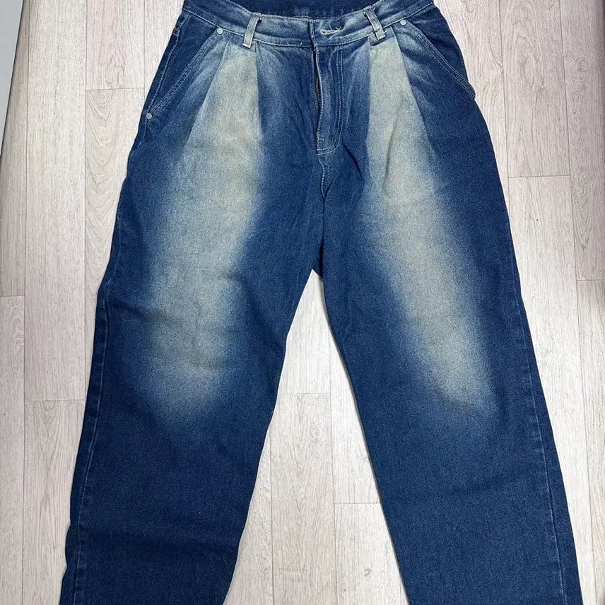 [BUNJANG] JEMUT Two-Tuck Washed Wide Denim Pants / [28] 제멋(JEMUT) 투턱 워싱 와이드 데님 팬츠