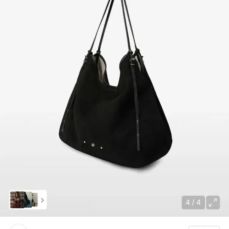 [BUNJANG] Leatherly Suede Drop Shoulder Bag - Black / 레더리 스웨이드 쇼퍼 드롭 숄더백 블랙