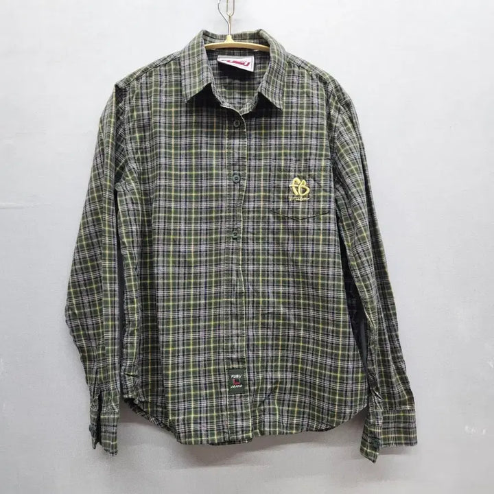 [BUNJANG] FUBU One Pocket Logo Check Crop Shirt (M) / FUBU 푸부 원포켓 로고 체크 크롭셔츠 90(M)