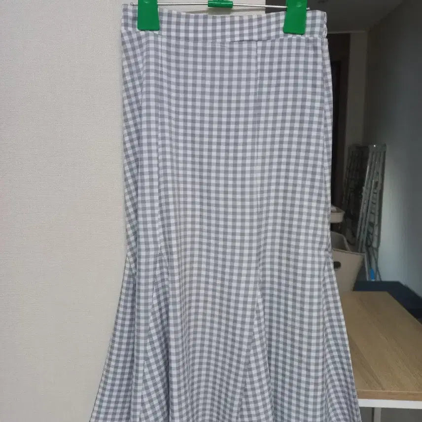[BUNJANG] Mermaid Gray Checkered Long Skirt / 머매이드 스커트 교신가능