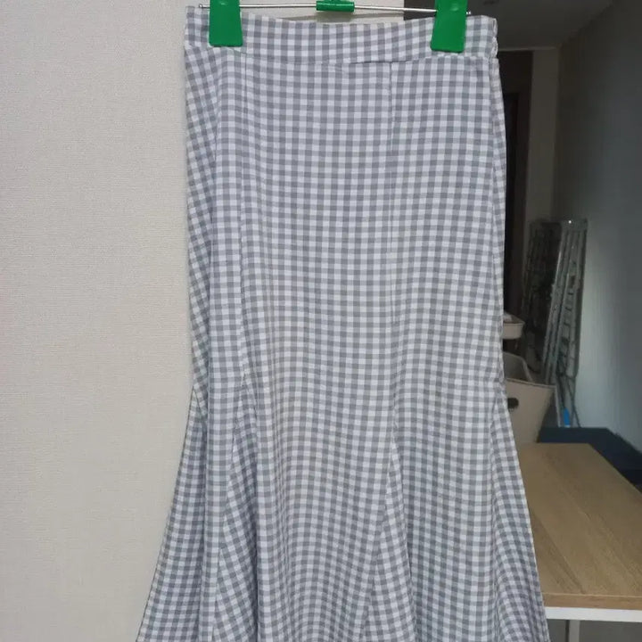 [BUNJANG] Mermaid Gray Checkered Long Skirt / 머매이드 스커트 교신가능