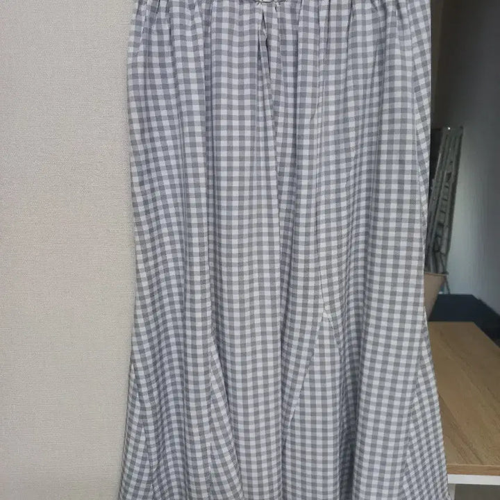 [BUNJANG] Mermaid Gray Checkered Long Skirt / 머매이드 스커트 교신가능