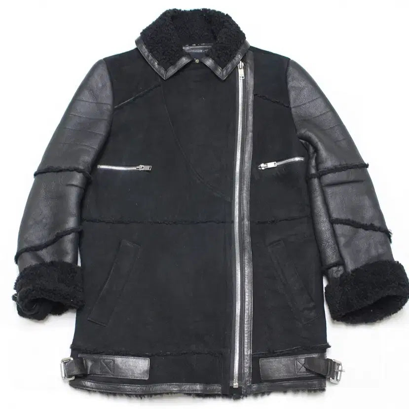 [BUNJANG] Maje Lambskin Shearling Mouton Jacket / 마쥬 여성 55 적당 양가죽 양털 무스탕 점퍼 자켓