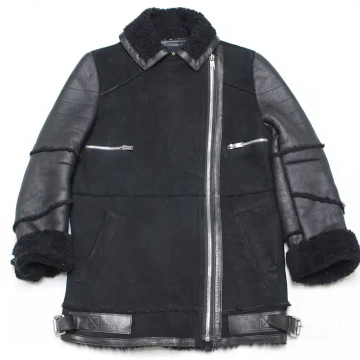[BUNJANG] Maje Lambskin Shearling Mouton Jacket / 마쥬 여성 55 적당 양가죽 양털 무스탕 점퍼 자켓