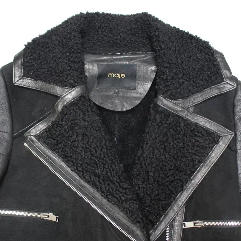 [BUNJANG] Maje Lambskin Shearling Mouton Jacket / 마쥬 여성 55 적당 양가죽 양털 무스탕 점퍼 자켓